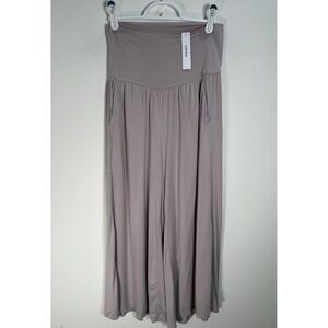 NWT Ododos Pants Wide Leg Palazzo Lounge Cropped Womens Sz Medium Beige